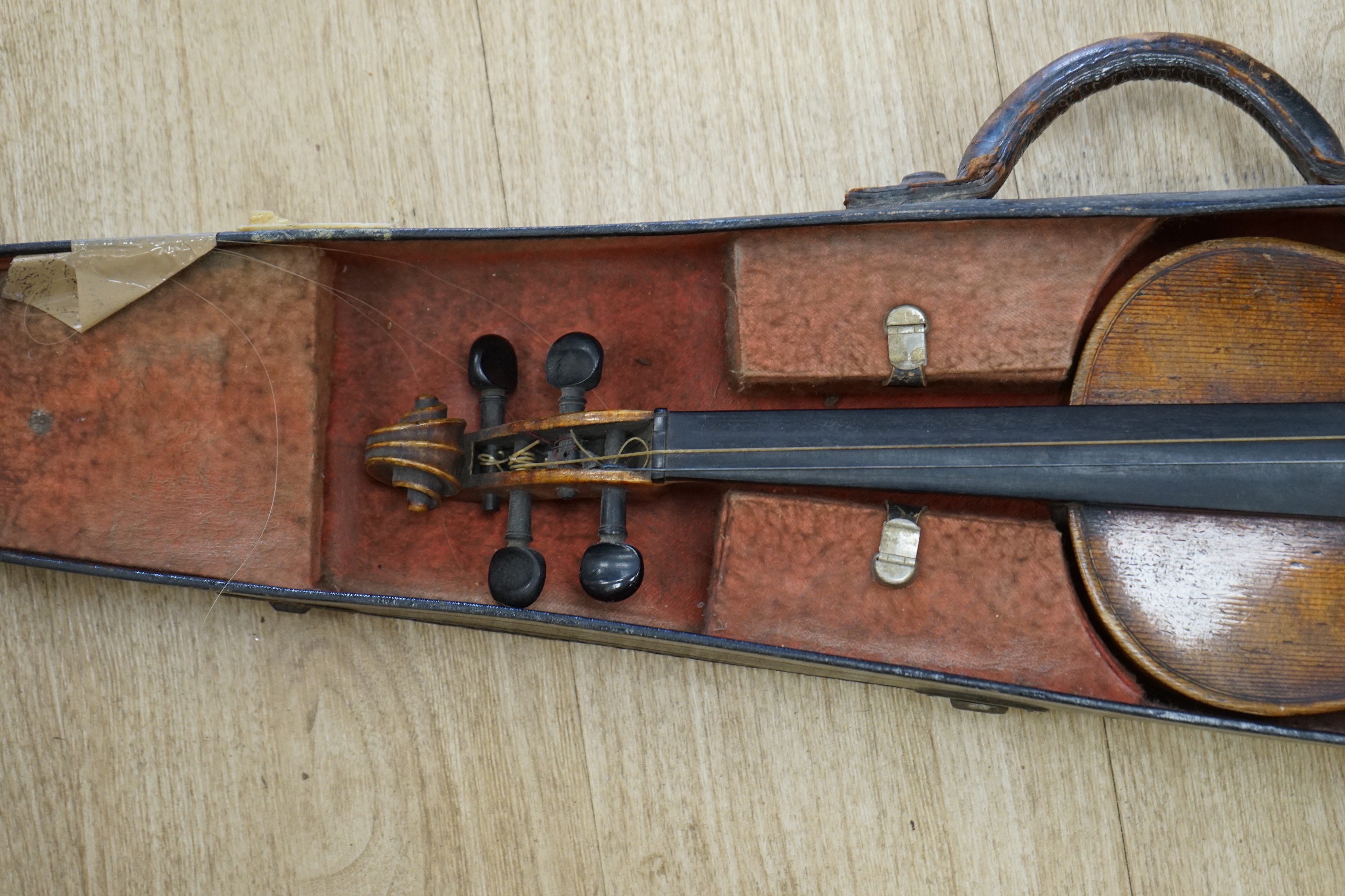 A 19th century German violin, 60cm, in case